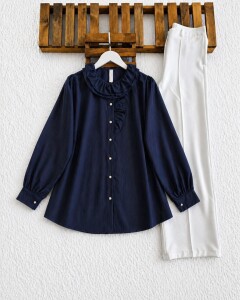 LOES YAKA FIRFIRLI GÖMLEK TUNİK B5-2-5687-12-LACİVERT 