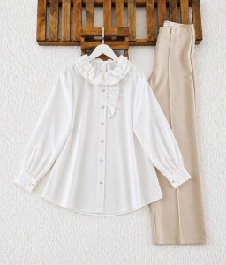 LOES YAKA FIRFIRLI GÖMLEK TUNİK B5-2-5687-20-BEYAZ 