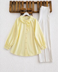 LOES YAKA FIRFIRLI GÖMLEK TUNİK B5-2-5687-23-SARI 