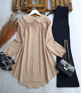 LOFE BEBE YAKA SALAŞ KETEN TUNİK C4-5315-22-TAŞ - 