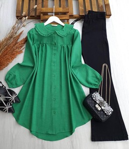 LOFE BEBE YAKA SALAŞ KETEN TUNİK C4-5315-54-BENETTON - 