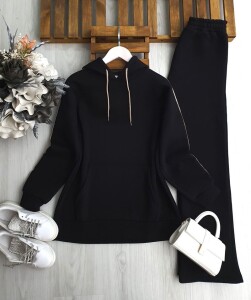 LOGLA OMUZDAN KOLA ŞERİTLİ ÜÇ İPLİK TAKIM B10-2-1697-01-SİYAH - 