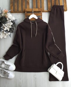 LOGLA OMUZDAN KOLA ŞERİTLİ ÜÇ İPLİK TAKIM B10-2-1697-37-KAHVE - 