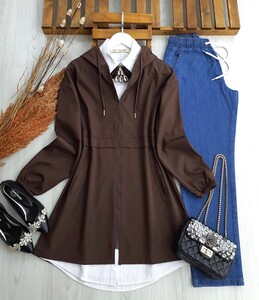 LOME CEPLİ KAPŞONLU BONDİT KAP A7-2-3145-37-KAHVE - 