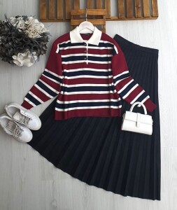 LONFE YAKALI ÜÇ DÜĞME TRİKO KAZAK 8158-04-BORDO - 