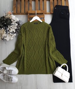 LONİS SAÇ ÖRGÜ SALAŞ KAZAK 8189-07-YEŞİL - 1