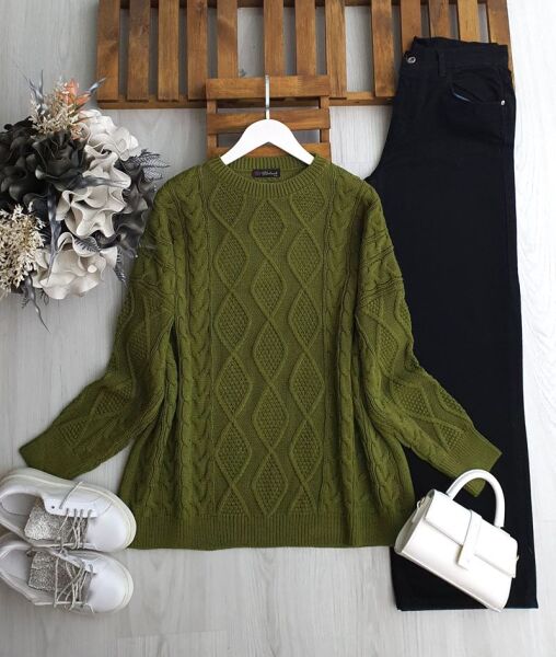 LONİS SAÇ ÖRGÜ SALAŞ KAZAK 8189-07-YEŞİL - 1