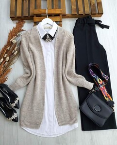 LOUS SELANİK ÖRGÜ TRİKO HIRKA C9-8050-34-BEJ - 