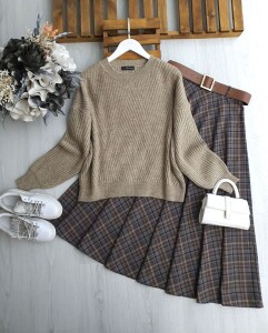 LOVDE ÇAZRAZ ÇİZGİ DESENLİ YUMOŞ KAZAK 8181-25-VİZON - 1