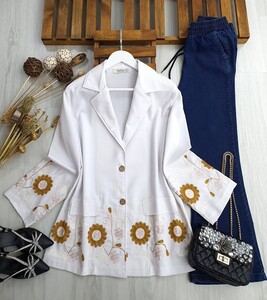 LOYS NAKIŞLI KETEN CEKET A10-3-23350-20-BEYAZ - 