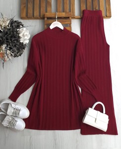 LUDE KALIN ÇİZGİLİ TRİKO TAKIM A5-4-8168-04-BORDO - 