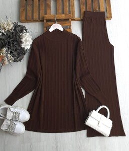 LUDE KALIN ÇİZGİLİ TRİKO TAKIM A5-4-8168-37-KAHVE - 