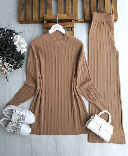 LUDE KALIN ÇİZGİLİ TRİKO TAKIM A5-4-8168-48-BİSKÜVİ - 1