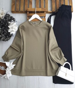 LUGSA KOMPLE TAŞLI OVERSİZE TUNİK C2-5618-07-YEŞİL - 1