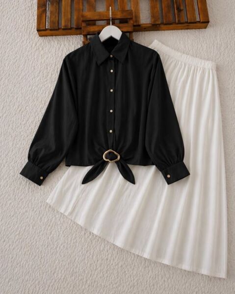 LULSA ÖN TOKA BAĞLAMALI GÖMLEK B6-4-5736-01-SİYAH - 1