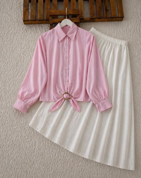 LULSA ÖN TOKA BAĞLAMALI GÖMLEK B6-4-5736-05-PUDRA - 1