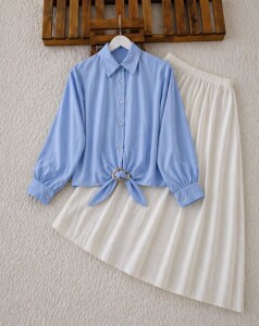 LULSA ÖN TOKA BAĞLAMALI GÖMLEK B6-4-5736-10-MAVİ - 