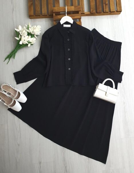 LUMGES ÖNÜ FIRFIRLI ETEKLİ TAKIM A3-1-1708-01-SİYAH - 1