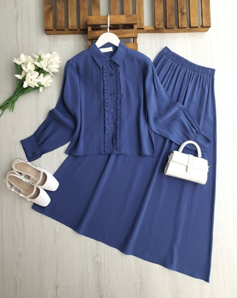 LUMGES ÖNÜ FIRFIRLI ETEKLİ TAKIM A3-1-1708-11-İNDİGO - 1