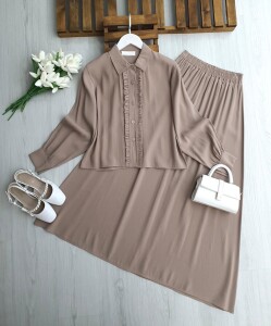 LUMGES ÖNÜ FIRFIRLI ETEKLİ TAKIM 1708-25-VİZON - 