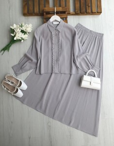 LUMGES ÖNÜ FIRFIRLI ETEKLİ TAKIM A3-1-1708-26-GRİ - 1