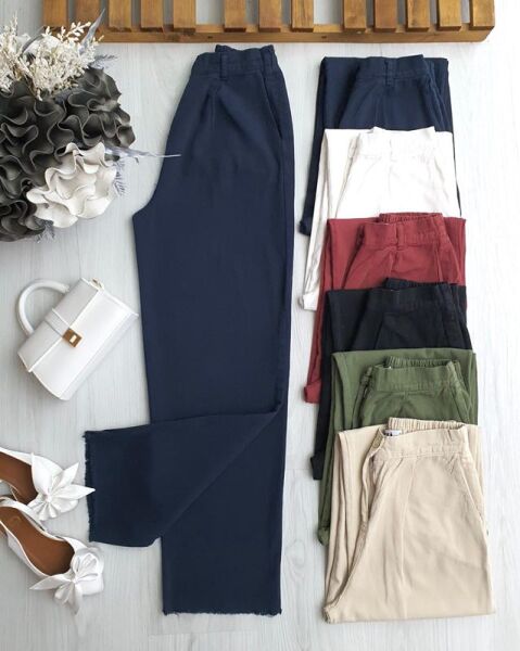 LUNDA PAÇALARI PÜSKÜLLÜ BELİ ARKADAN LASTİKLİ KETEN BOL PANTOLON A8-4-6067-12-LACİVERT - 1