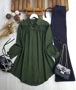 LUYS KOL BAĞLAMALI KOLYELİ SALAŞ TUNİK C6-5313-09-HAKİ - 