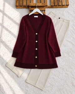 MAHED ÖNÜ DÜĞMELİ SAKAL İPLİK KAP 60026-04-BORDO - 