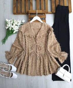 MATZEL ÖNÜ BAĞCIKLI PÜSKÜLLÜ KISA CEKET 3228-48-BİSKÜVİ - 1