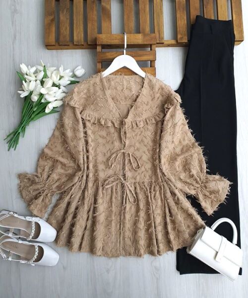 MATZEL ÖNÜ BAĞCIKLI PÜSKÜLLÜ KISA CEKET 3228-48-BİSKÜVİ - 1