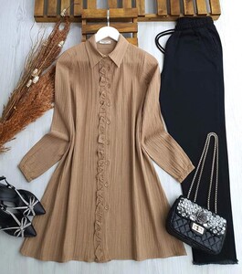 MELDA FIRFIRLI DÜĞMELİ SALAŞ TUNİK B9-3-5426-48-BİSKÜVİ - 