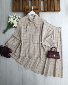 MELY YAKA DETAYLI ETEĞİ KUP DİKİŞLİ TAKIM 1733-34-BEJ - 