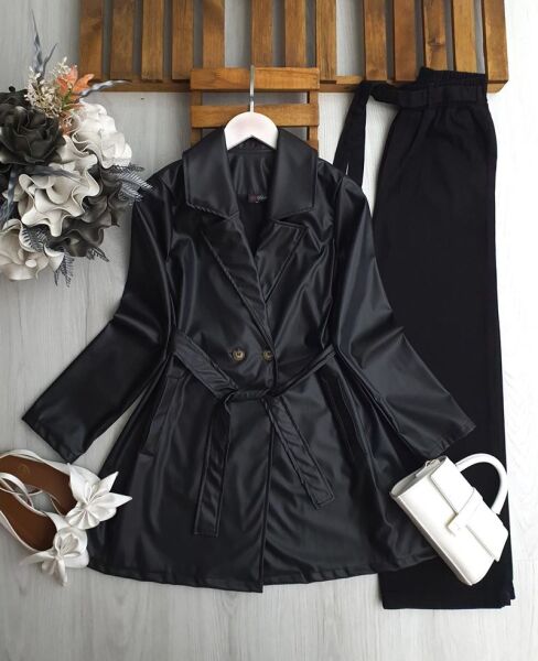 MENL ÇİFT DÜĞME KEMERLİ DERİ KAP B6-3-3214-01-SİYAH - 1