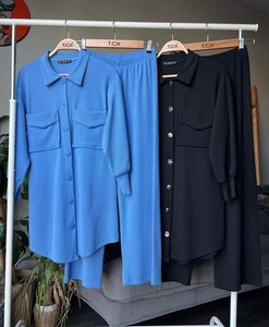 MESTT DÜĞMELİ CEPLİ SALAŞ İKİLİ TAKIM B7-4-1419-11-İNDİGO - 