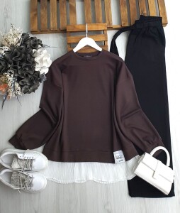 MİLSA ETEK UCU PİLİSELİ SALAŞ TUNİK B3-6-5616-37-KAHVE - 1