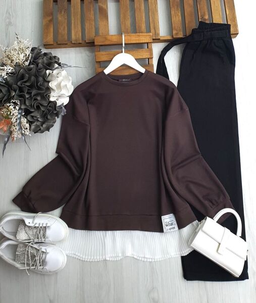 MİLSA ETEK UCU PİLİSELİ SALAŞ TUNİK B3-6-5616-37-KAHVE - 1