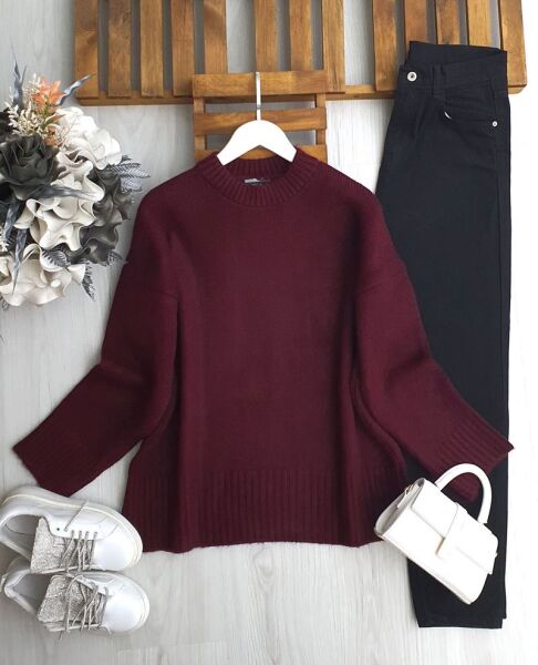 MOLGU RİBANALI SALAŞ KAZAK 8191-04-BORDO - 1