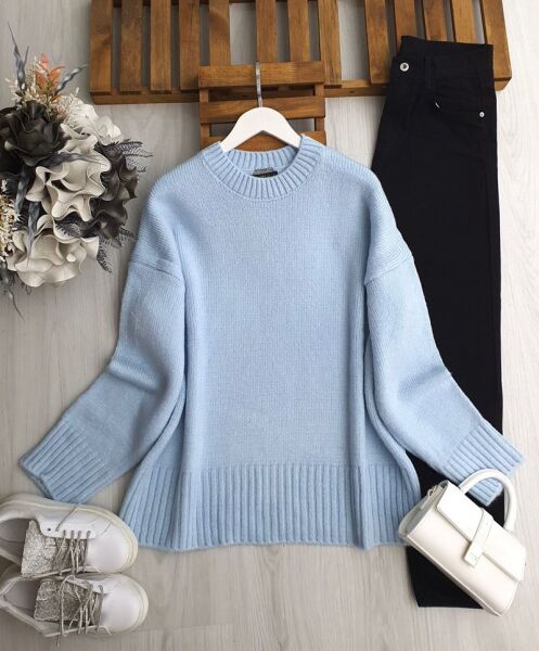 MOLGU RİBANALI SALAŞ KAZAK 8191-20-MAVİ - 1