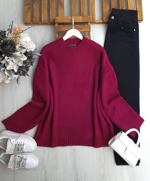 MOLGU RİBANALI SALAŞ KAZAK 8191-28-FUŞYA - 1