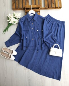 MOVES CEP KAPAKLI BELİ İPLİ ETEKLİ TAKIM B2-2-1717-11-İNDİGO - 