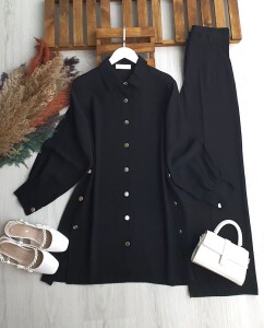 MOVES YANLARI DÜĞMELİ SALAŞ TUNİK B1-1-5670-01-SİYAH - 1