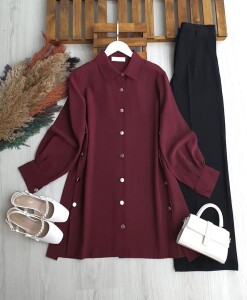 MOVES YANLARI DÜĞMELİ SALAŞ TUNİK 5670-04-BORDO - 