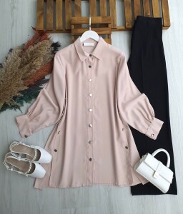 MOVES YANLARI DÜĞMELİ SALAŞ TUNİK B1-1-5670-05-PUDRA - 1