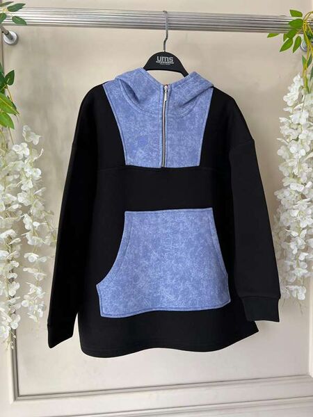 MULGA KOT GÖRÜNÜM GARNİLİ ÜÇ İPLİK SWEAT B7-4-5471-01-SİYAH - 1