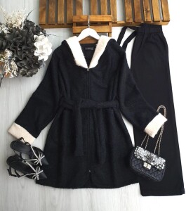 NEBS FERMUARLI GARNİLİ ÇİFT CEP KEMERLİ KAŞE KAP 3208-01-SİYAH - 