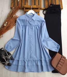 NELP PİLELİ KAT KAT SALAŞ TUNİK C7-5333-13-BEBE MAVİSİ - 