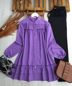 NELP PİLELİ KAT KAT SALAŞ TUNİK C7-5333-32-LİLA - 