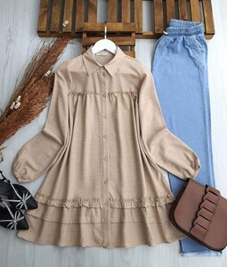 NELP PİLELİ KAT KAT SALAŞ TUNİK C7-5333-34-BEJ - 