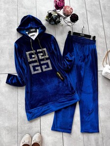 NERGE TAŞ İŞLEMELİ KADİFE İKİLİ TAKIM B11-4-1496-14-SAKS - 