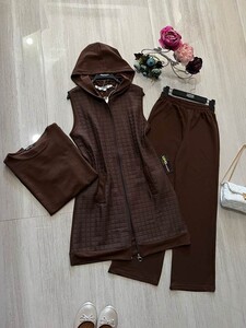 NEYZA KAPİTONE YELEKLİ ÜÇLÜ TAKIM B11-4-1493-37-KAHVE - 